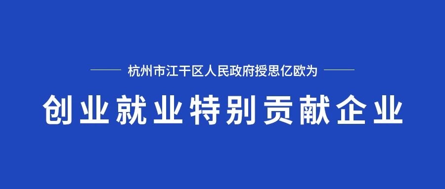 杭州市江干区人民政府授予思亿欧 创业就业特别贡献企业